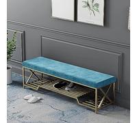 Nordic - Banco de zapatos acolchado suave moderno de metal para pasillo y sala de estar, diseño estable, color azul, ideal para entrada y final de cama