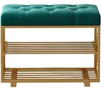 Nordic - Banco de zapatos de entrada con cojín de franela, estante de almacenamiento de doble capa, marco de hierro forjado, elegante taburete para zapatos y accesorios (color: G)