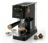 briebe Nordic Cafetera Espresso 20 Bares Compatible Cápsulas Nespresso y Café Molido, Máquina Café Semiautomática Profesional 1350W, Espumador Leche, Pantalla Táctil, 1,2L, Diseño Nórdico, Negro