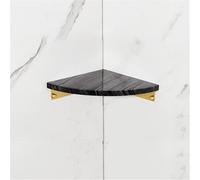 Nordic - Cesta de ducha flotante de esquina - Cesta triangular de cobre dorado cepillado con mármol natural para almacenamiento de baño y cocina (2)