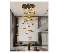 Nordic Copper lotus pendant light Modern Large Staircase chandelier for living room Air Loft Floor Hanging lamp Lustre fixture