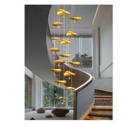 Nordic Copper lotus pendant light Modern Large Staircase chandelier for living room Air Loft Floor Hanging lamp Lustre fixture