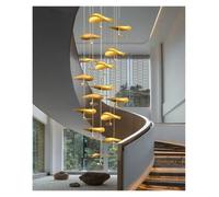 Nordic Copper lotus pendant light Modern Large Staircase chandelier for living room Air Loft Floor Hanging lamp Lustre fixture