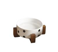 Nordic - Cuenco elevado de cerámica para gatos con soporte de madera, cuencos elevados para gatos y perros, cuenco de agua, cuencos de cerámica para perros medianos y pequeños