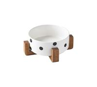 Nordic - Cuenco elevado de cerámica para gatos con soporte de madera, cuencos elevados para gatos y perros, cuenco de agua para comida para perros, cuencos de cerámica para perros medianos y pequeños
