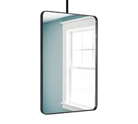 Nordic - Espejo de techo rectangular color negro, cristal decorativo flotante con marco de metal, esquinas redondeadas, perfecto para tocador y maquillaje (tamaño: 40 cm x 70 cm)