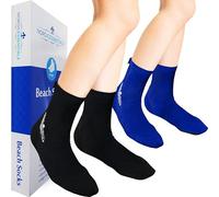 Nordic Essentials Calcetines de Playa (2 Pares) - Para Buceo, Snorkel, Voleibol, Fútbol en Arena (FR/ES, Letras, M, Regular, Regular, Negro + Azul)