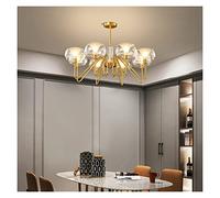 Nordic Full Copper Atmosphere Home Creative Restaurant Lighting Jellyfish Personality Bedroom Lamp LED Chandelier (Warm White 8Head)