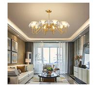Nordic Full Copper Atmosphere Home Creative Restaurant Lighting Jellyfish Personality Bedroom Lamp LED Chandelier (Warm White 10Head)