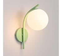 Nordic Globe Wall Sconce Pale Green Home Decor Lighting Fixture with Milk White Glass Shade, Creative G9 Indoor Wall Mount Lamp for Bedroom Bedside Bathroom Living Room