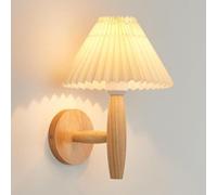 Nordic Hardwired Sconces Wooden Wall Lamps Wall Lighting Wood Wall Mount Light Fabric Wall Lamp for Living Room Hallway Restaurant Bedroom Bedside Wall Lights(Wood Color)