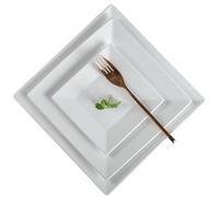 Nordic Home Creative - Plato cuadrado de cerámica simple europeo bajo vidriado de 21,5 cm