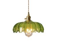 Nordic Industrial Style Pendant Screw Single-Head Chandelier, Creative Petal-Shaped Glass Hanging Lamp, Bedroom, Dining Room, Balcony Decoration Light Fixtures