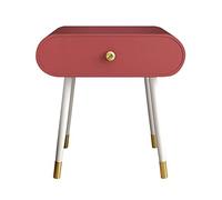 Nordic Iron Art - Mesita de noche con cajón, mesita de noche de pie alto, armario de almacenamiento de borde redondeado para muebles de dormitorio, rojo, 50 x 40 x 50 cm, mesita de noche elegante y