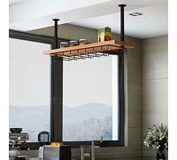 Nordic Iron - Estante colgante de madera maciza multicapa, estilo loft industrial, ahorro de espacio para plantas y copas de vino, perfecto para decoración del hogar.