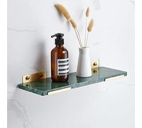 Nordic Light - Estantería flotante de latón cepillado para ducha con estante para toallas, estantes de mármol montados en la pared para champú y cosméticos/mármol verde, 40 cm