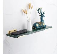 Nordic Light - Estantería flotante de latón cepillado para ducha con estante para toallas y mármol verde montado en la pared para champú y cosméticos, 50 cm