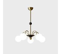 Nordic Light Luxury Restaurant Chandelier, with Glass Lampshade French All-Copper Sputnik Pendant Light, 2 Extension Rods Included (20cm+30cm), G9 Light Source