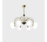 Nordic Light Luxury Restaurant Chandelier, with Glass Lampshade French All-Copper Sputnik Pendant Light, 2 Extension Rods Included (20cm+30cm), G9 Light Source
