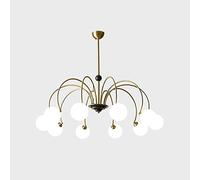 Nordic Light Luxury Restaurant Chandelier, with Glass Lampshade French All-Copper Sputnik Pendant Light, 2 Extension Rods Included (20cm+30cm), G9 Light Source