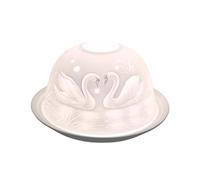 Nordic Light Shade, Swans - Portavelas de té, Plato, Idea de Regalo de Encaje, Accesorios de Vela, Porcelana, Blanco, Talla única