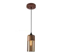 Nordic Loft Lámpara de vidrio Accesorios E27 Luces colgantes techo metal grano madera for cocina Restaurante Bar Sala estar Dormitorio(A)