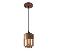 Nordic Loft Lámpara de vidrio Accesorios E27 Luces colgantes techo metal grano madera for cocina Restaurante Bar Sala estar Dormitorio(D)