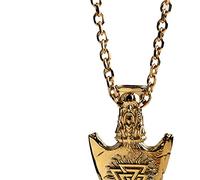 Nordic Mens Odin's Runic Spear Head Colgante Collar 316L Acero Inoxidable Escandinavo Viking Jewelry, Plata(Gold)