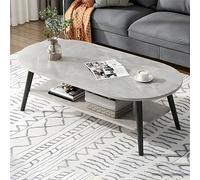 Nordic - Mesa auxiliar redonda gris con estante, 47 pulgadas de largo x 24 pulgadas de ancho x 16.5 pulgadas de alto, mesa auxiliar baja moderna para apartamento, sala de estar, diseño creativo
