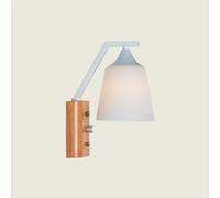 Nordic Minimalist Wall Sconce Rotary Switch, Wood and Metal Wall Lamp Flared Milky White Glass Lamp Shade Wall Light, Wall Mounted Lighting Fixtures for Study Reading Living Room Corridor (Size/White