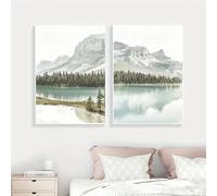 Nordic Mountain Lake Landscape Canvas Picture Printing Nature Scenery Poster for Living Room Modern Home Wall Decor(30x45cm/2Pcs Frameless)