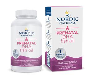 Nordic Naturals - DHA Prenatal, 830 mg de Omega-3 + 400 UI de D3 sin sabor - 180 cápsulas blandas