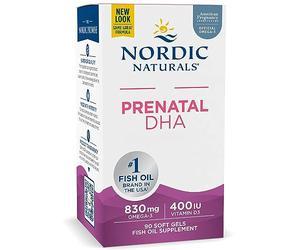 Nordic Naturals Prenatal DHA, 830mg Omega-3 con EPA y DHA, Altamente Dosificado, Sin Sabor, 90 Cápsulas Blandas, Probado en Laboratorio, Sin Soja, Sin Gluten, No GMO