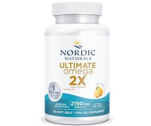Nordic Naturals, Ultimate Omega 2X, 2150mg Omega-3, Aceite de Pescado con EPA y DHA, 60 Cápsulas blandas, Sabor Limón, Testado en Laboratorio, Sin Soja, Sin Gluten, No GMO