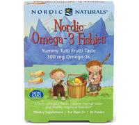 Nordic Omega-3 Peces, 300mg Sabor Delicioso Tutti Frutti - 36 peces