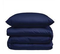 Nordic Paradise - Funda nórdica de lujo de satén de algodón, 200 x 220 cm y 2 fundas de almohada de 50 x 70 cm, juego de ropa de cama con cremallera fina, color azul noche