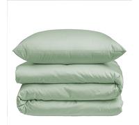 Nordic Paradise - Funda nórdica de lujo de satén de algodón, 240 x 220 cm y 2 fundas de almohada de 50 x 70 cm, juego de ropa de cama con cremallera fina, color verde Celadon