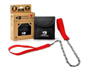 Nordic Pocket Saw Motosierra de Mano - Sierra de Cadena 65 cm con Asas de Nailon - Sierra Manual de Bolsillo Portátil - Sierra Supervivencia Acampada Senderismo - Versión ORIGINAL 33 Dientes