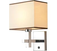 Nordic Retro Wall Lamps Modern Rectangular Fabric Shade Wall Sconces Silver Stainless Steel Wall Light for Bedroom Reading Study Bedside