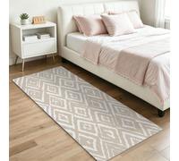 Nordic Runner Alfombra de pasillo 60 x 180 cm, lavable, antideslizante, para salón, dormitorio, entrada, diseño geométrico de rombos nórdicos, alfombra de baño de pelo bajo, no desprende pelo, color