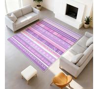 Nordic Scandi - Alfombra estampada bohemia geométrica, suave, a rayas, rosa, morado, lavable a máquina, para comedor, cocina, oficina, 90 x 150 cm