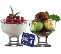 NORDIC SCHILLER Juego de 6 cuencos de helado modernos de cristal con pie, 285 ml, 100% libres de burbujas, cuencos de postre, vasos de helado, vasos de postre con pie, copas de helado