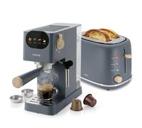 Nordic Set Cafetera 20 Bares Cápsulas y Café Molido Tostadora 2 Rebanadas Anchas