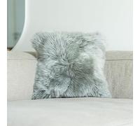 Nordic Sheep Funda de cojín de pelo largo de piel de cordero, 40 x 40 cm, pelo suave para sillas, sofá y cama, cómodo cojín de asiento y piel de cordero en colores naturales y de moda, color: gris
