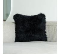 Nordic Sheep Funda de cojín de pelo largo de piel de cordero, 40 x 40 cm, pelo suave para sillas, sofá y cama, acogedor cojín de asiento y piel de cordero en colores naturales y de moda, color: negro