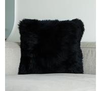 Nordic Sheep Funda de cojín de pelo largo de piel de cordero, 50 x 50 cm, pelo suave para sillas, sofá y cama, acogedor cojín de asiento y piel de cordero en colores naturales y de moda, color: negro