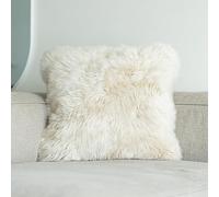 Nordic Sheep Funda de cojín de pelo largo de piel de cordero, 50 x 50 cm, pelo suave para sillas, sofá y cama, acogedor cojín de asiento y piel de cordero en colores naturales y de moda, color: beige