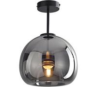 Nordic Small Ceiling Lights with Amber Glass Shade Modern Ceiling Light Fixture 9.8in E26 Smoky Gray Semi Flush Mount Ceiling Lighting for Aisle Corridor Living Room Foyer Balcony Hallway(Noir)
