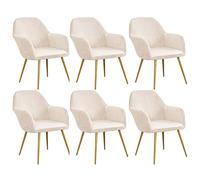 Nordic Style Velvet Dining Chair Covers with Arms, Set of 6 - Slipcovers Scandinavian Armchair for Office, Kitchen, and Dining Room - Beige