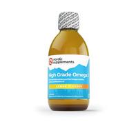 Nordic Supplements Aceite de pescado Omega 3 de alta resistencia de 200 ml. Sabor galardonado con sabor a limón y probado.